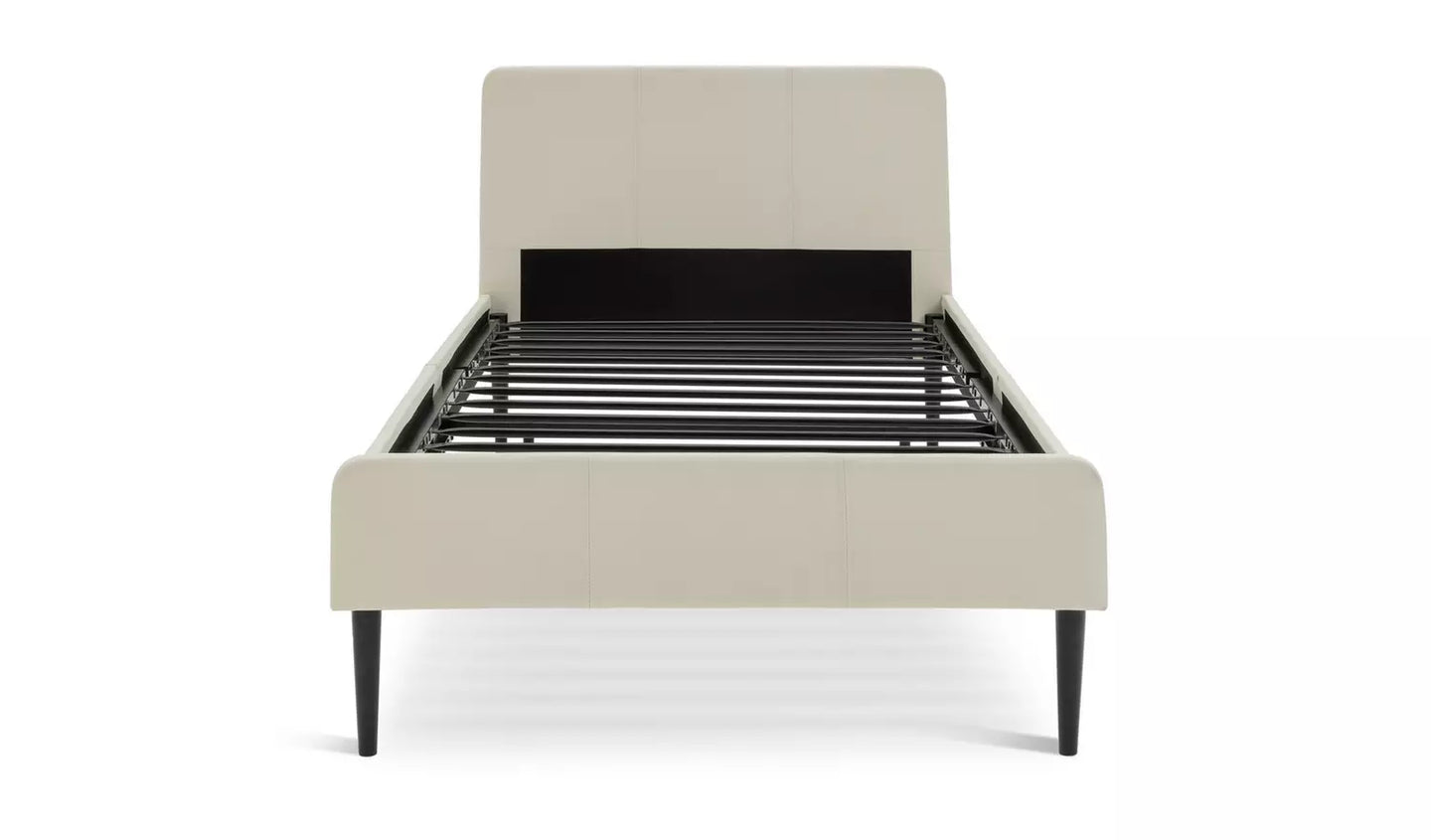 Kristopher Single Fabric Bed Frame - Cream